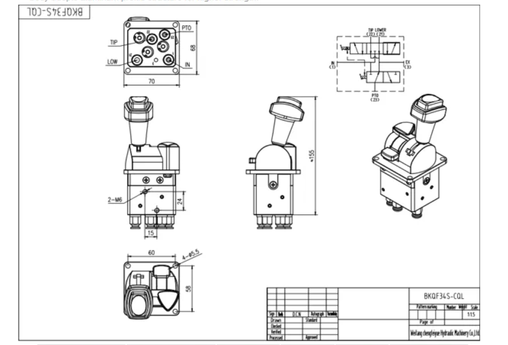BKQF34S-CQL Pneumatic 1 Spool Pneumatic Control Valve drawing image