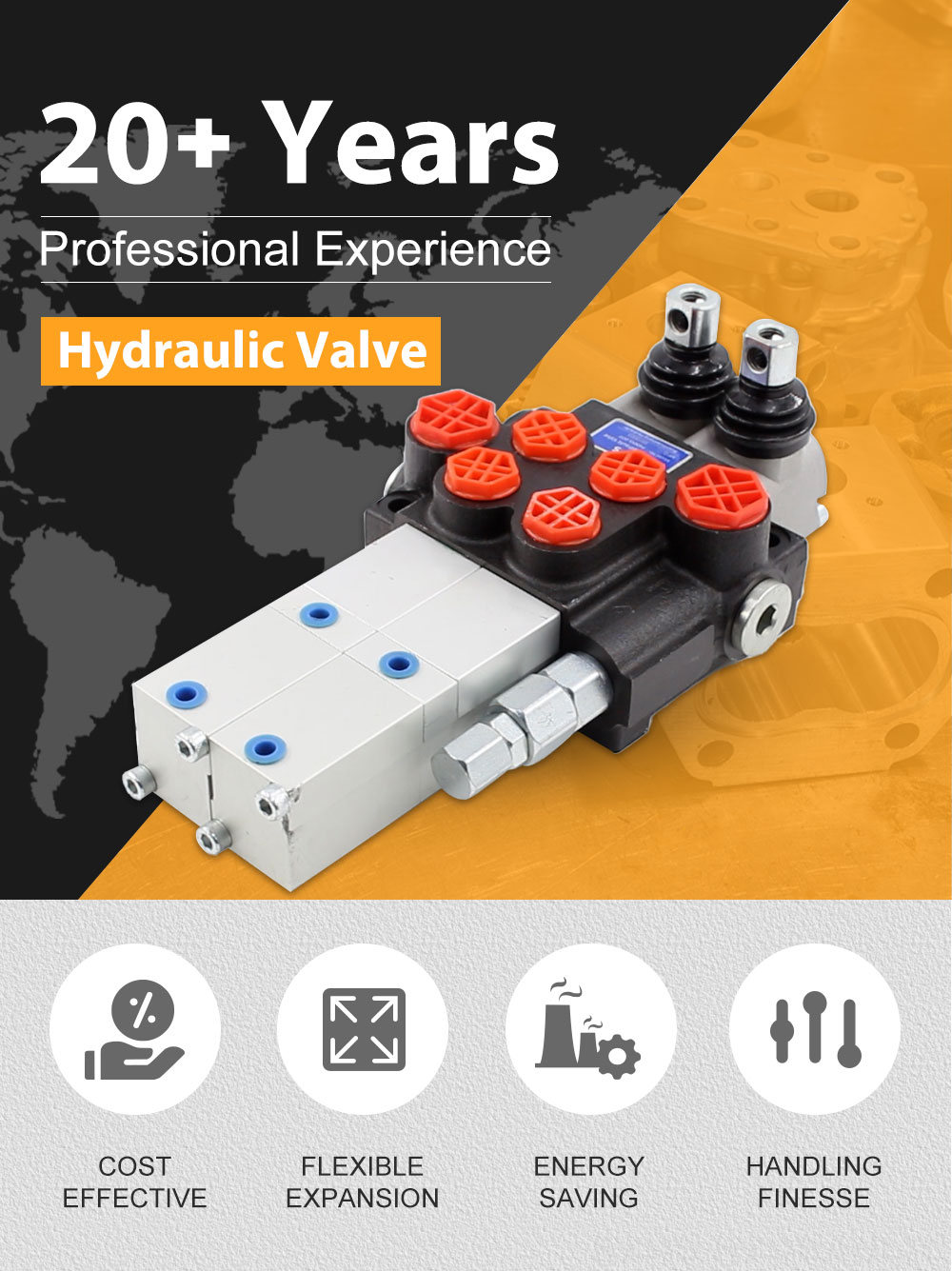 P40 Pneumatic 2 Spool Monoblock Directional Valve detailed image